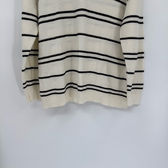 Talbots Women’s Size XL Cream Black Stripe Pullover Long Sleeve Tunic Sweater - Picture 8 of 11